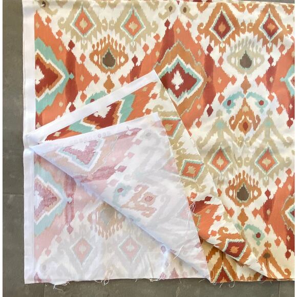 Mill Creek Fabric 3 yds x 57" Ikat Print in Orange & Coral on Cream - Picture 4 of 6
